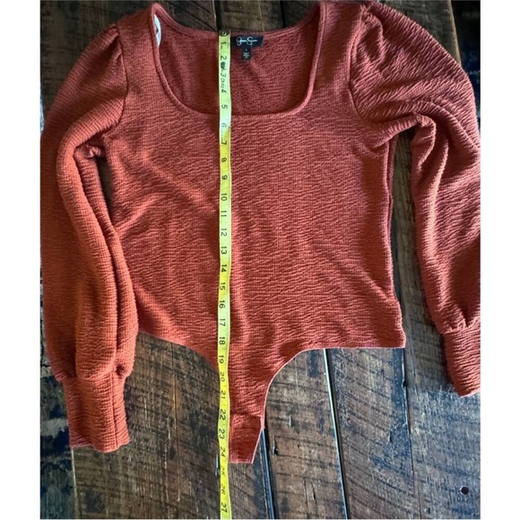 Jessica Simpson burnt orange textured bodysuit square neckline boho size large - Picture 8 of 14